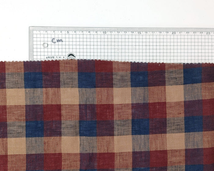 100% Linen Gingham Check in Brown – A Featherweight Classic 7852 - The Linen Lab - Brown