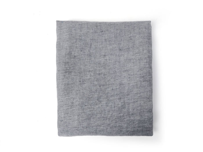 100% Linen Grey Chambray Herringbone Twill Fabric – Soft, Medium Weight 7976