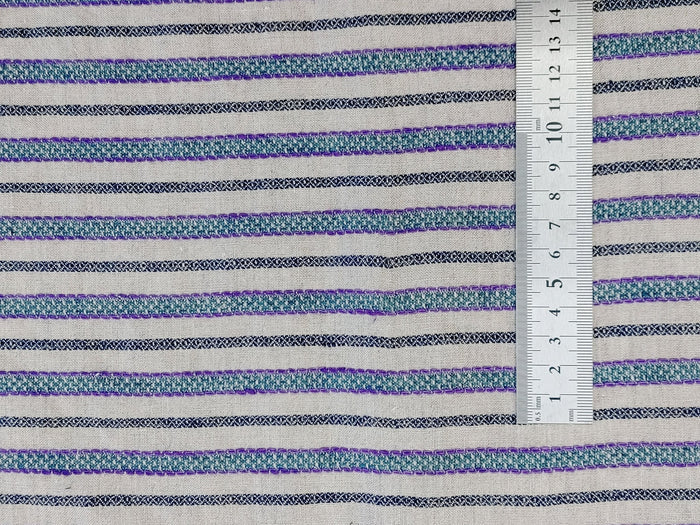 100% Linen Horizontal Stripe Jacquard Fabric 6598 - The Linen Lab - Violet