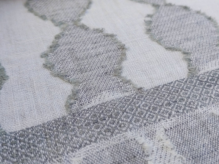 100% Linen Jacquard Weave Fabric with Multi-Pattern Design 6503 - The Linen Lab - Gray