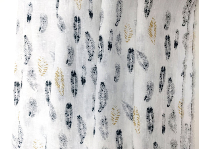 100% Linen Leaf Print Fabric Light Weight 7326 - The Linen Lab - Multi