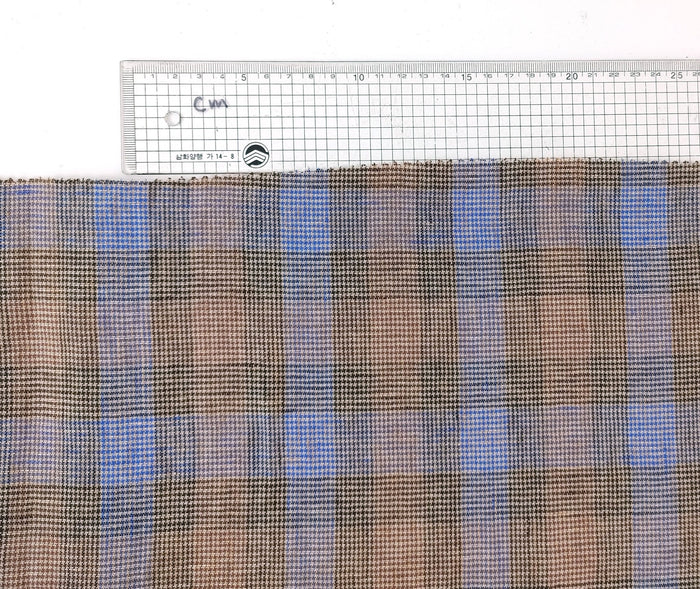 100% Linen, Medium Weight, Modified Star Check Pattern 7179 - The Linen Lab - Brown
