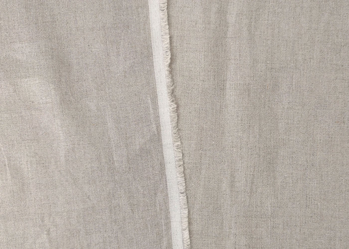 100% Linen Natural Color Fabric with Silver Foil Print 3492