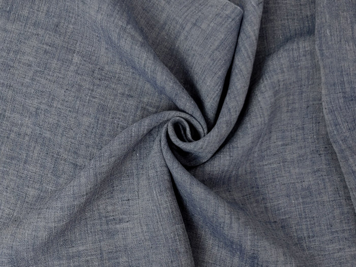 100% Linen Navy Chambray Fabric – Soft with Crisp, Cool Linen Feel 4828