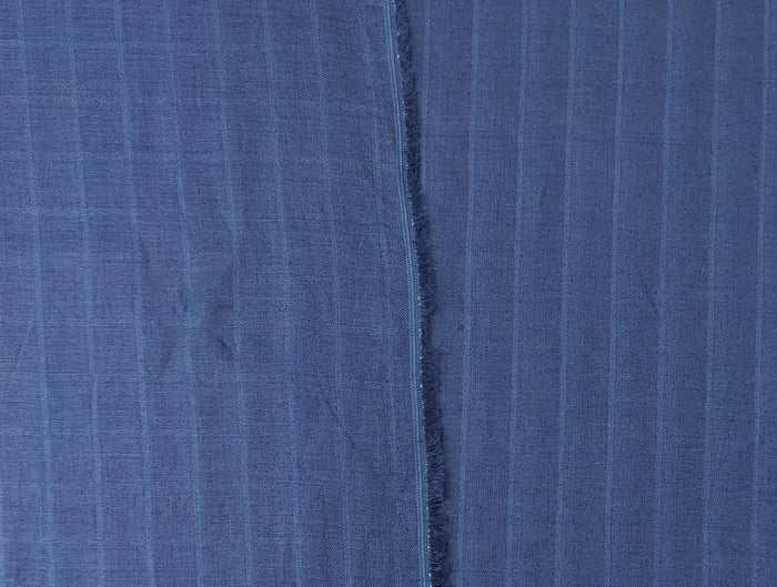 100% Linen Navy Color Fabric with Subtle Windowpane 4743 - The Linen Lab - Navy