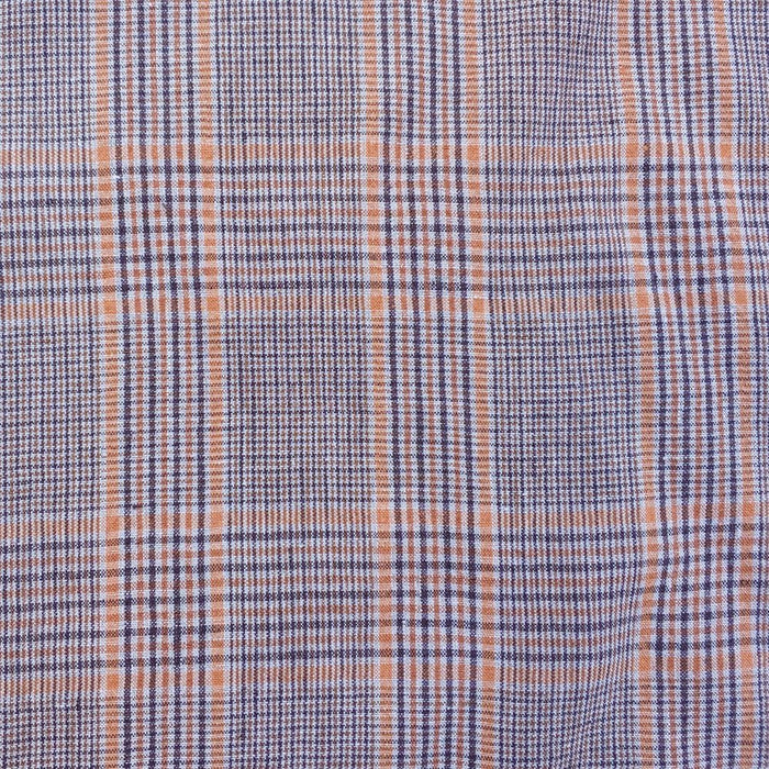 100% Linen Orange Brown Simple Plaid Fabric 14s 40lea (6483) - The Linen Lab -
