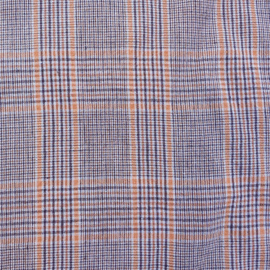 100% Linen Orange Brown Simple Plaid Fabric 14s 40lea (6483) - The Linen Lab -