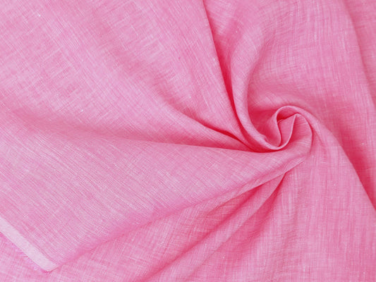 100% Linen Pink Chambray Fabric – Lightweight, Soft Pre-Washed 4098