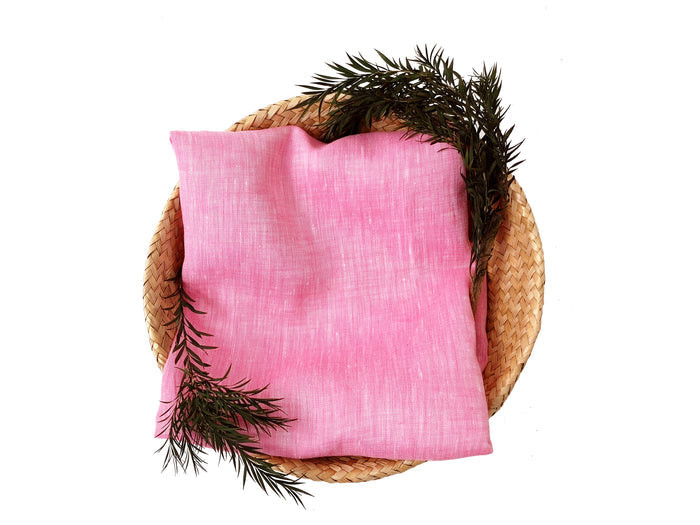 100% Linen Pink Chambray Fabric – Lightweight, Soft Pre-Washed 4098