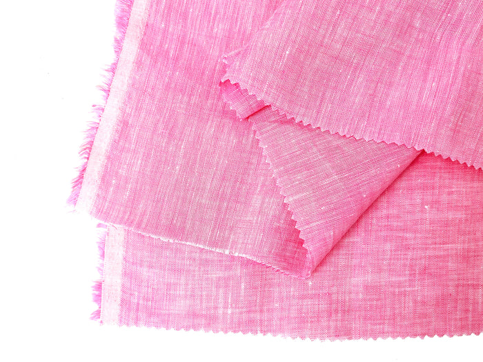 100% Linen Pink Chambray Fabric – Lightweight, Soft Pre-Washed 4098