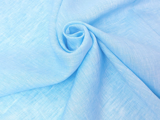 100% Linen Sky Blue Chambray Fabric – Soft, Pre-Washed, Lightweight 4814
