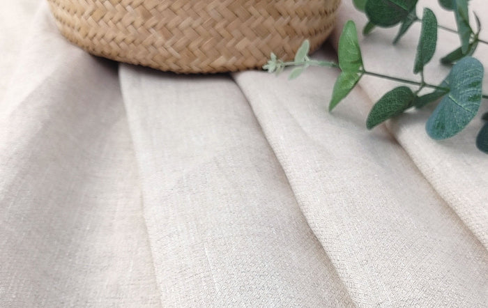 100% Linen Small Rhombus Jacquard Fabric in Light Natural Hue 4338 - The Linen Lab - Natural(Light)