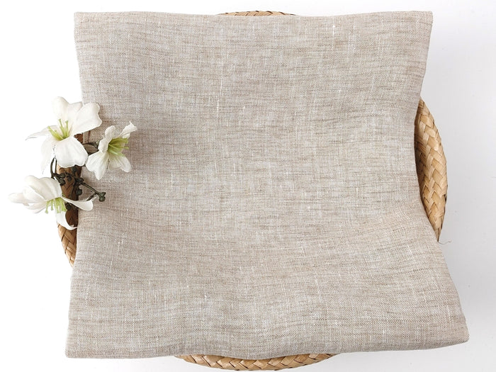 100% Linen Soft&Crisp Fabric 21s Vintage Chambray Beige 8039