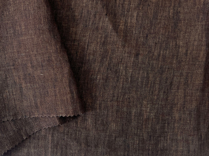 100% Linen Soft&Crisp Fabric 21s Vintage Chambray Brown(dark) 8267