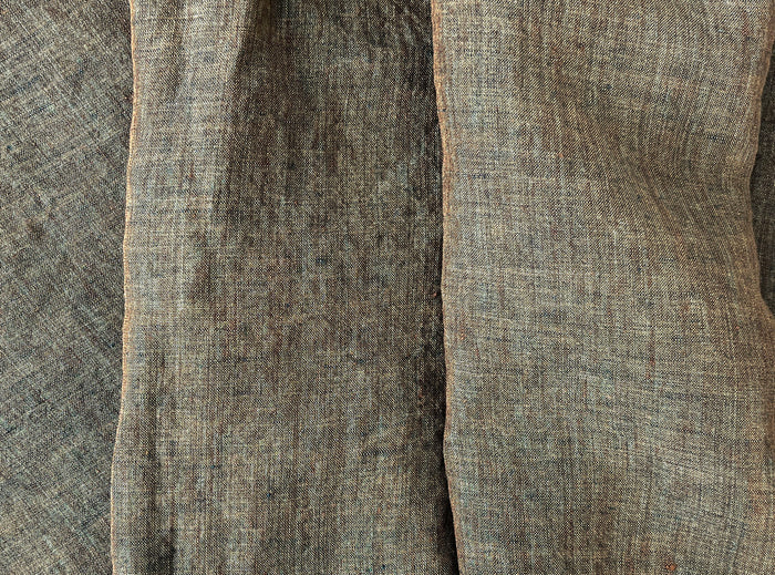 100% Linen Soft&Crisp Fabric 21s Vintage Chambray Brown(light) 8211