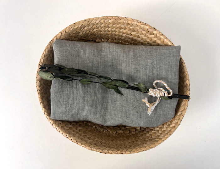100% Linen Soft&Crisp Fabric 21s Vintage Chambray Greenish gray 8343