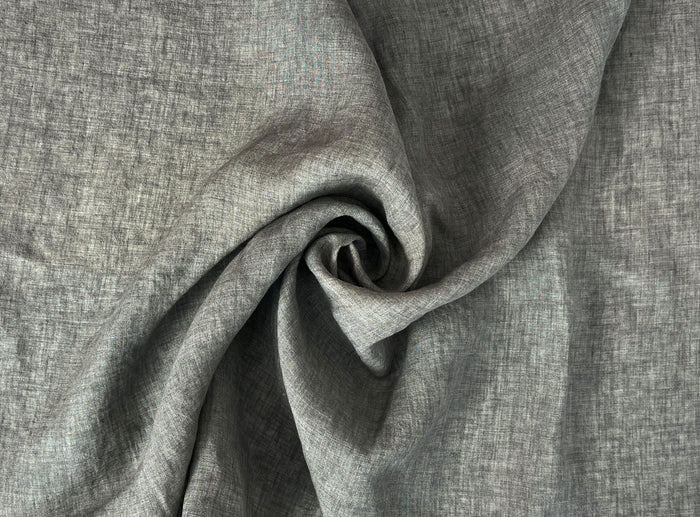 100% Linen Soft&Crisp Fabric 21s Vintage Chambray Greenish gray 8343