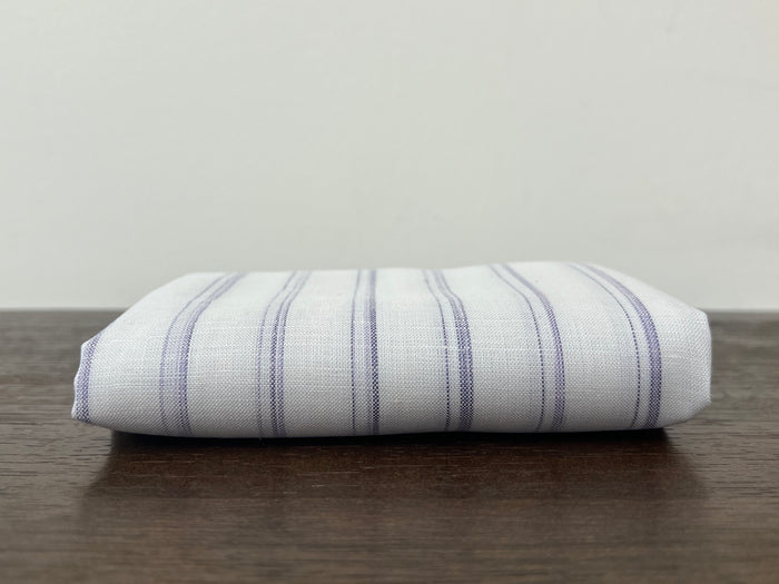 100% Linen Ticking Stripe Fabric | Bluish-Violet & Off-White | Light Weight 8399