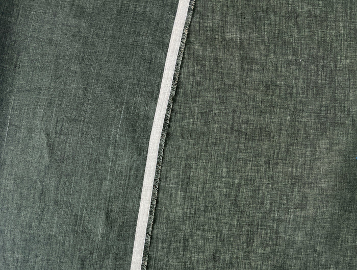 100% Linen Vintage Dyed Delave Fabric – Fine 21s Yarn, Pre-Washed, Light Weight Deep Olive 7968