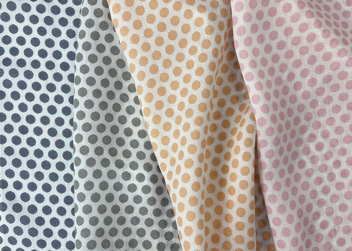 100% Ramie Fabric with Micro-Stripe Polka Dot Print, Lightweight 4776 8456 8457 8458