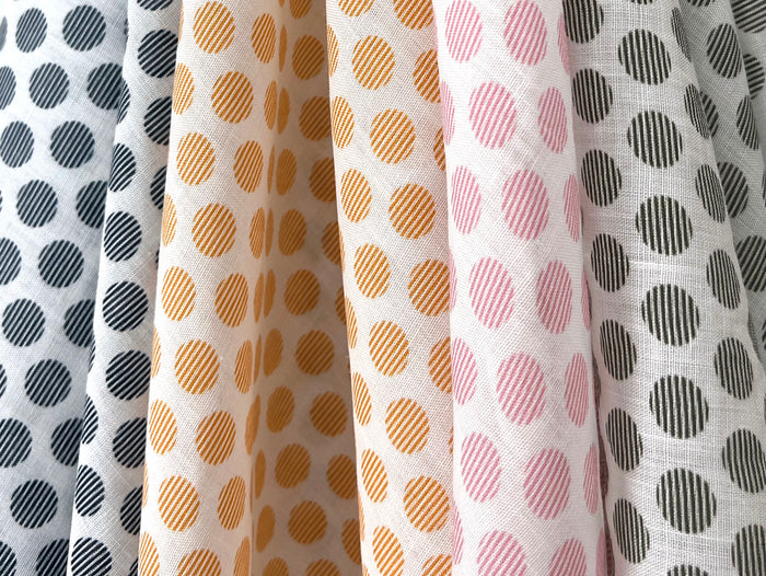 100% Ramie Fabric with Micro-Stripe Polka Dot Print, Lightweight 4776 8456 8457 8458