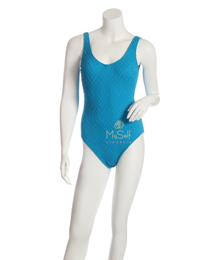 GOTTEX 19JA032 Turquoise Scoop Neck Underwire Swimsuit  myselflingerie.com