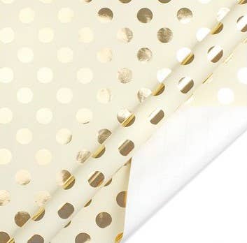 30" x 10' Wrapping Paper | Polka Dot Ivory/Gold