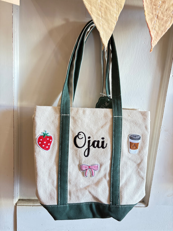 Ojai Patch Tote - Green Strawberry