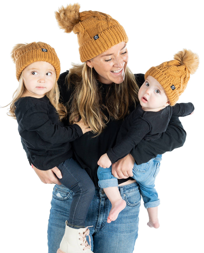 Adult Cable Knit Pom Beanie