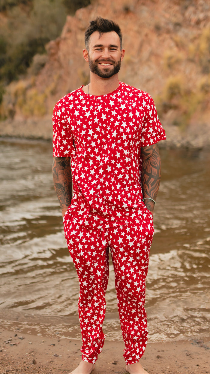 Adult Jogger Set In Red Stars