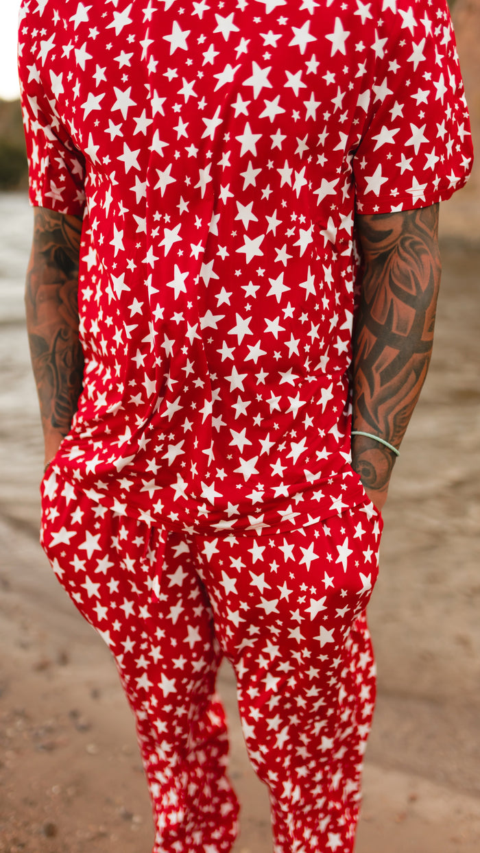 Adult Jogger Set In Red Stars