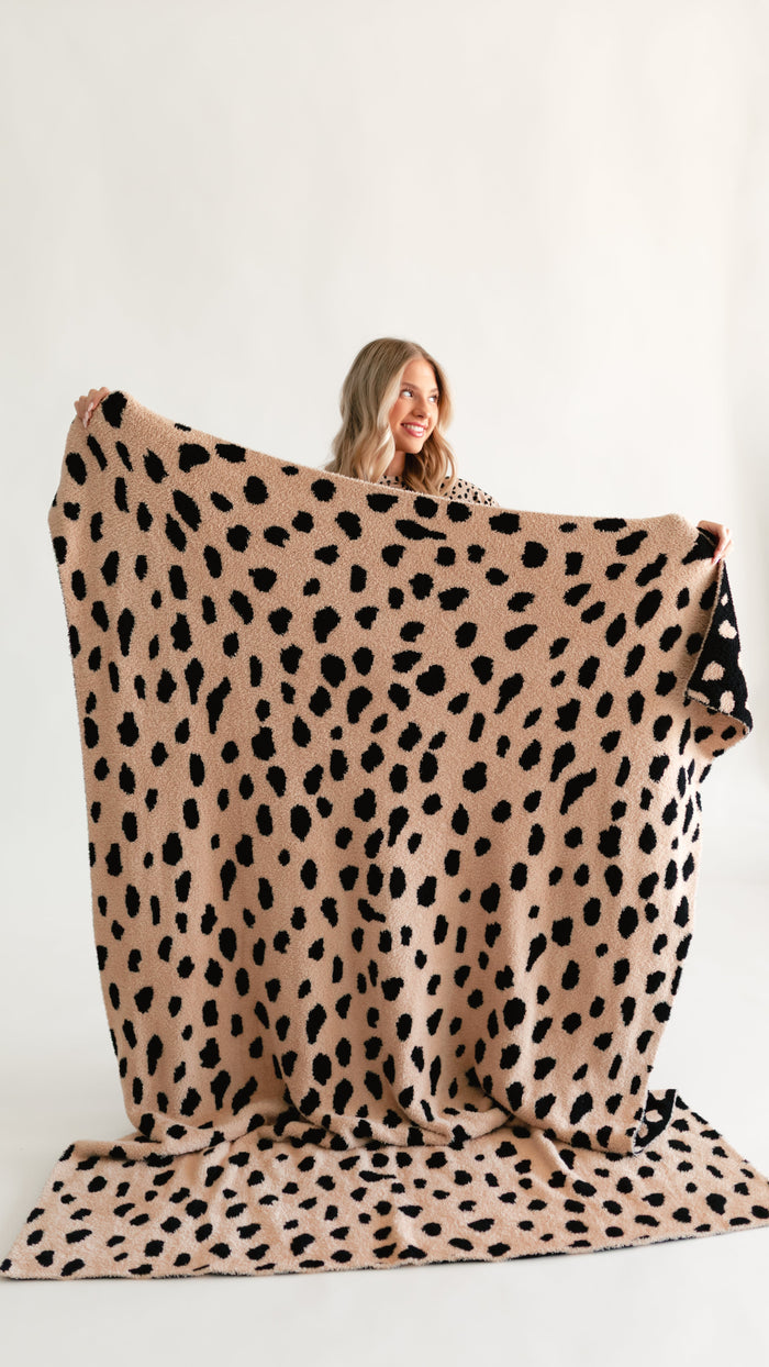 Adult Plush Throw Blanket in Brown Cheetah