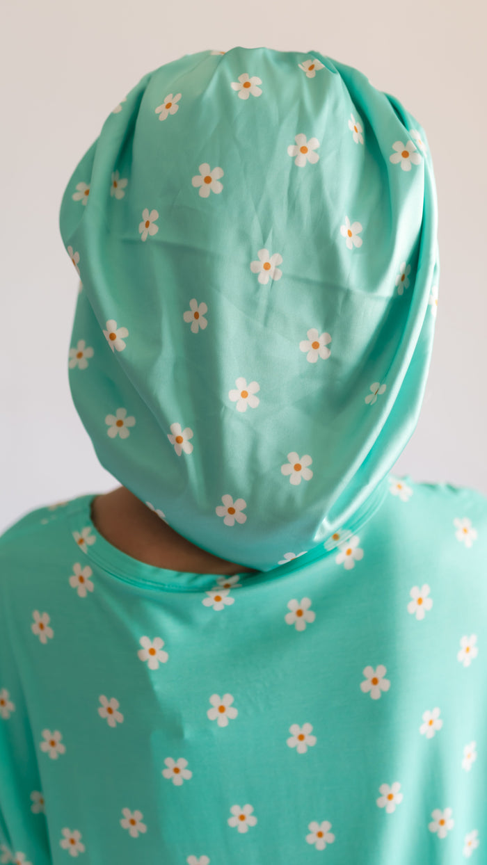 Adult Satin Bonnet in Neon Flowers