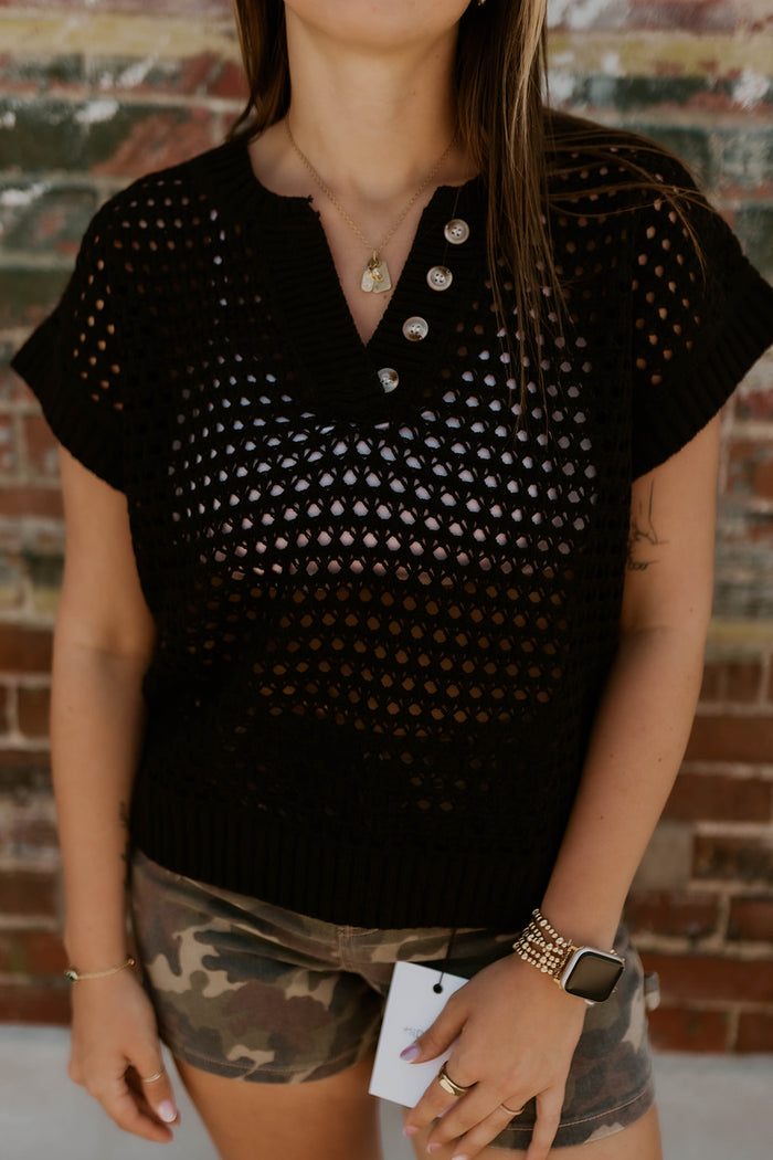 After Hours Knit Top- Black