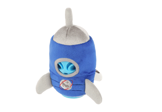 P.L.A.Y. Alien Buddies Starblaster Toy - GIF showing how the plush can be ripped to reveal the inner rubber-like treat dispensing toy