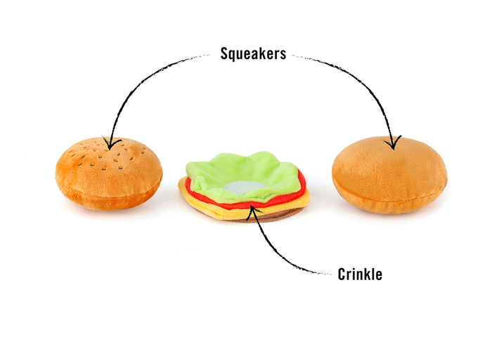 P.L.A.Y. American Classic Barky Burger Toy - features shown