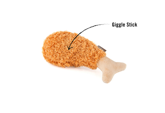 P.L.A.Y. American Classic Fluffy's Fried Chicken Toy - giggle stick shown