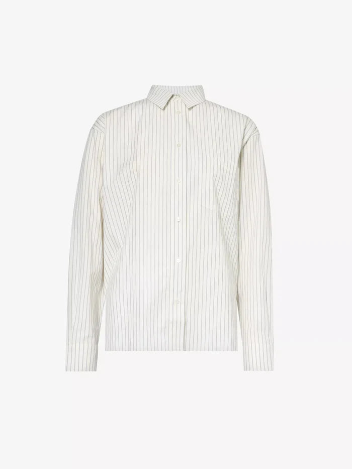 ANINE BING Logo Monogram Cotton Poplin Stripe Braxton Shirt - House Of Huntington