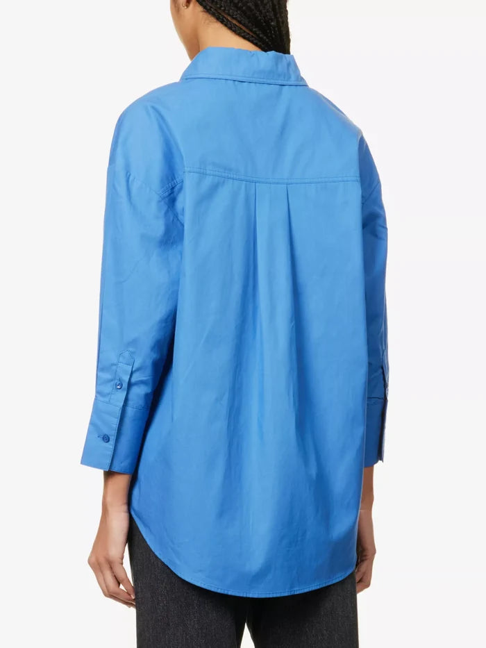 ANINE BING Mika Relaxed-Fit Cotton Button Up Blue Shirt - House Of Huntington