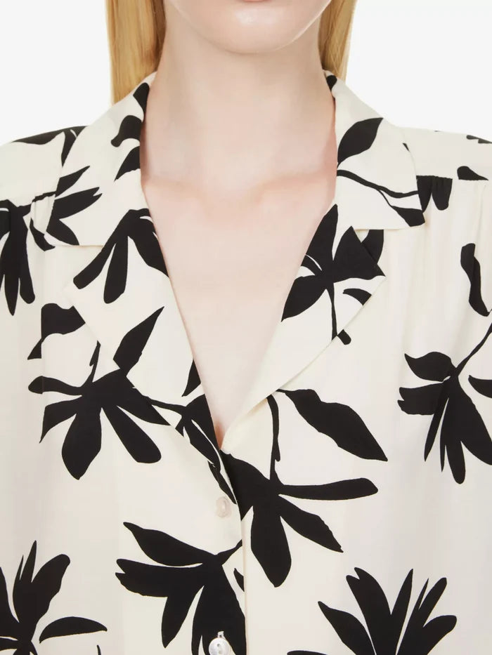 ANINE Bing Row Floral Print Ivory Woven Button-Up Relaxed Shirt - House Of Huntington