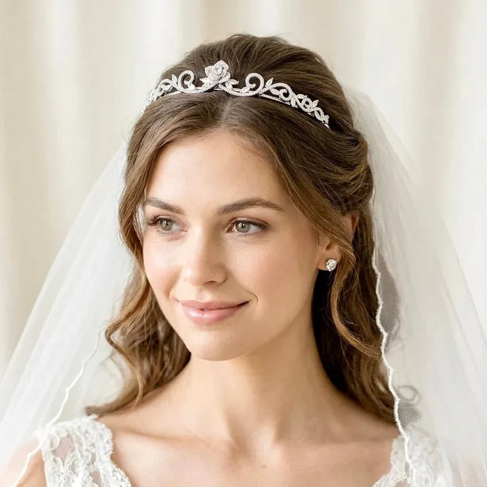 Wedding Hair Accessories - Silver Cubic Zirconia Bridal Tiara