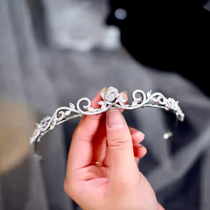 Wedding Hair Accessories - Silver Cubic Zirconia Bridal Tiara