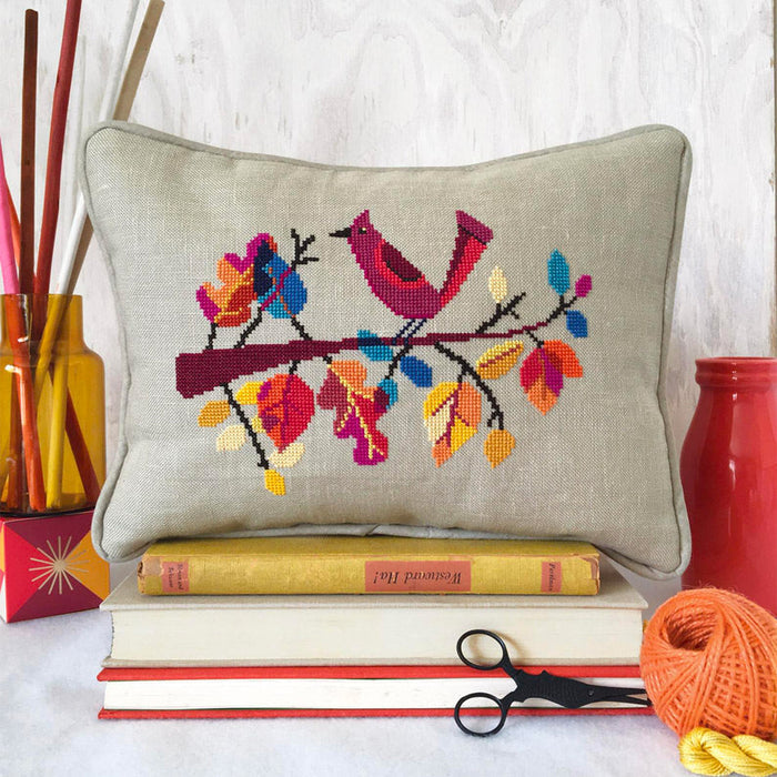 Autumn Bird Cross Stitch Pattern-Stitched Modern