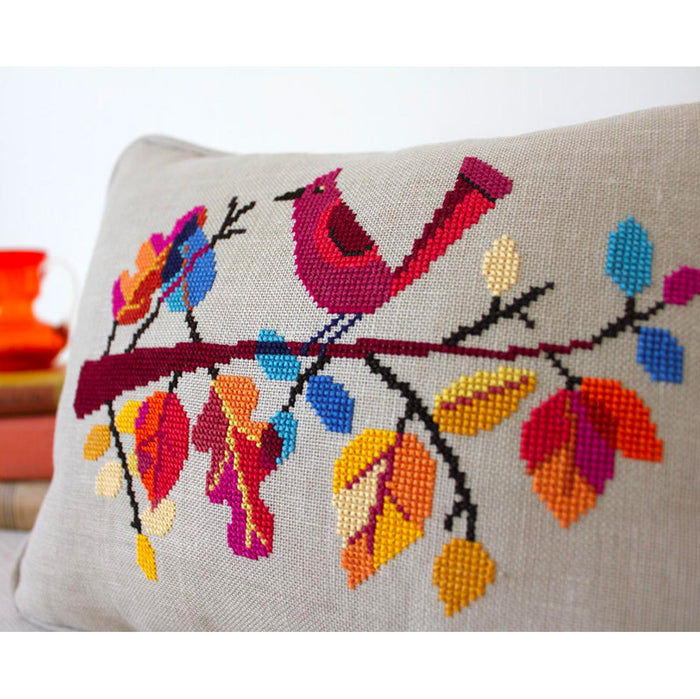 Autumn Bird Cross Stitch Pattern-Stitched Modern