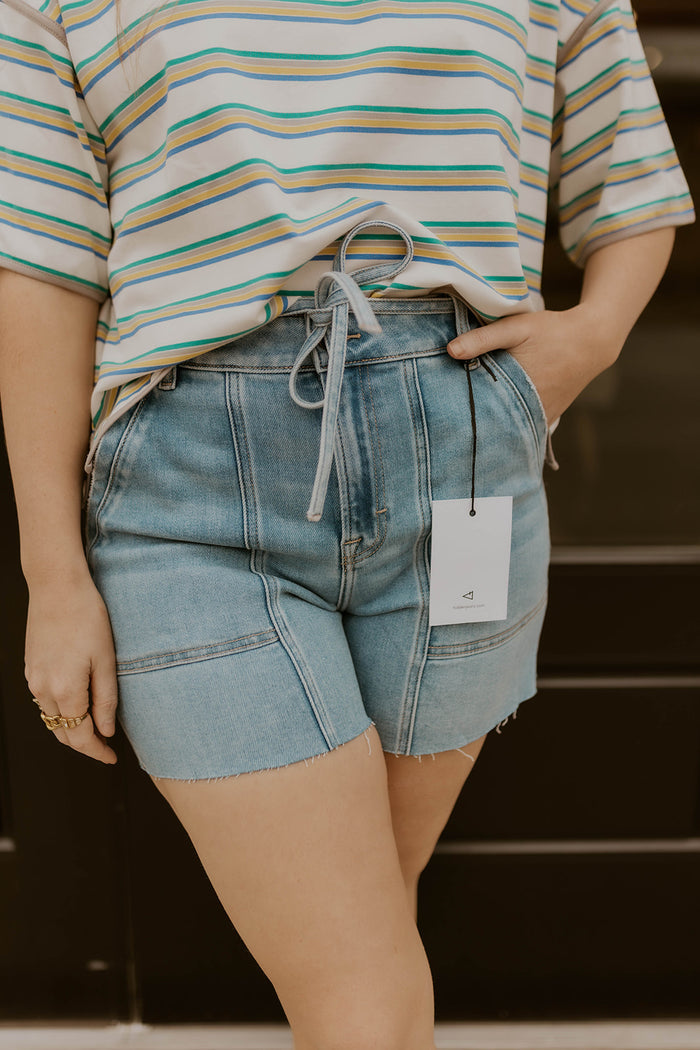 Ava Tie Waist Shorts- Hidden