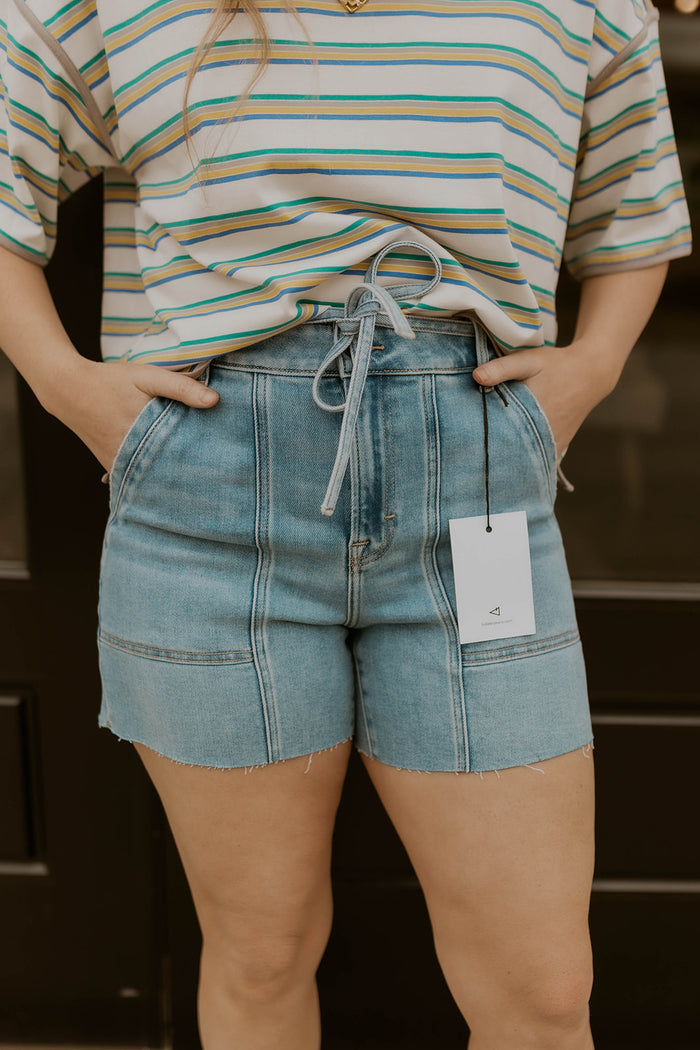 Ava Tie Waist Shorts- Hidden