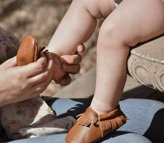 Baby Moccasins - Genuine Leather Baby Shoes (Classic Brown)