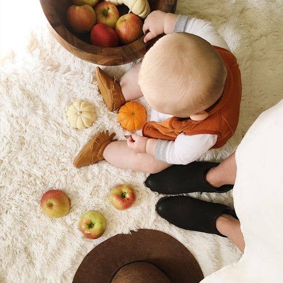Baby Moccasins - Genuine Leather Baby Shoes (Classic Brown)