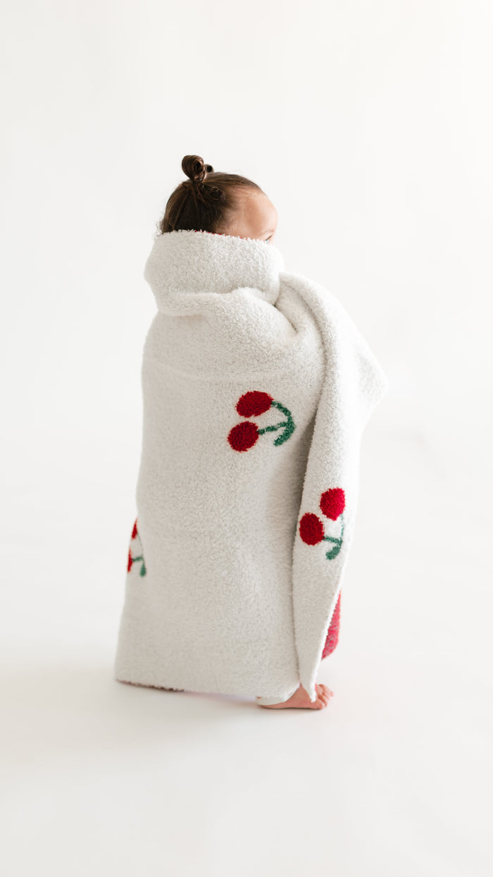Baby Plush Throw Blanket in Cream Cherries