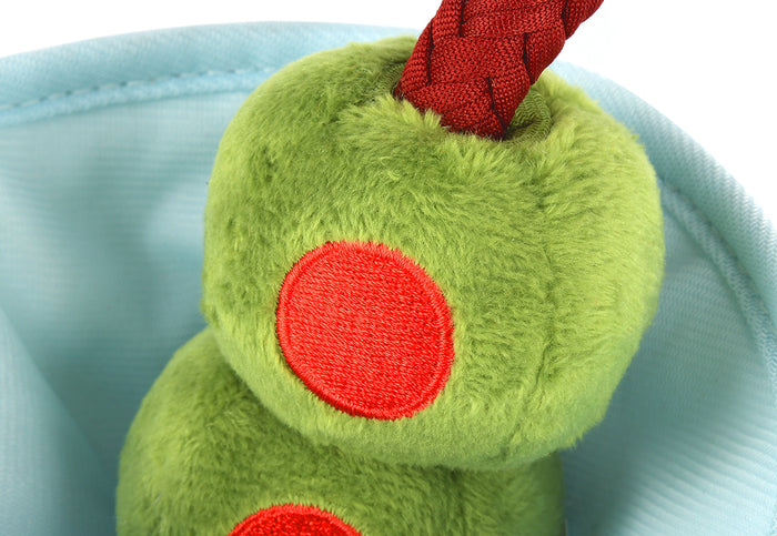 P.L.A.Y. Barktender Collection - Pawtini Toy close up of green olives on rope